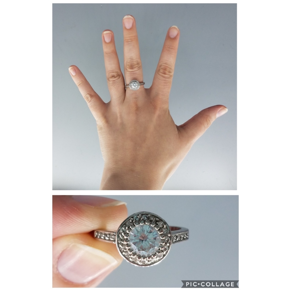 Silvertone Engagement Style Circle Ring